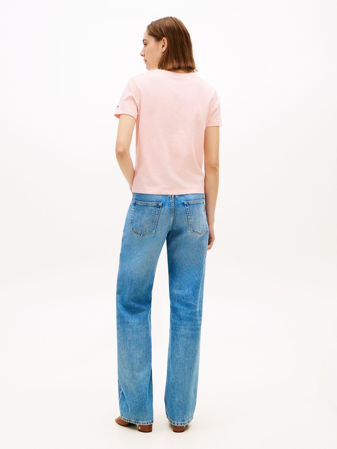 TOMMY HILFIGER T-Shirt mit V-Ausschnitt aus Leinenmix