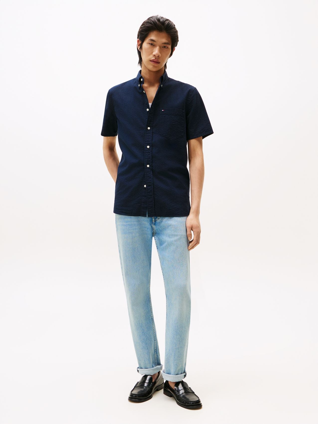 TOMMY HILFIGER Regular Fit Seersucker Short Sleeve Shirt