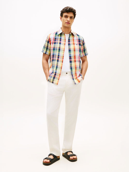 TOMMY HILFIGER Regular Fit Plaid Check Short Sleeve Shirt