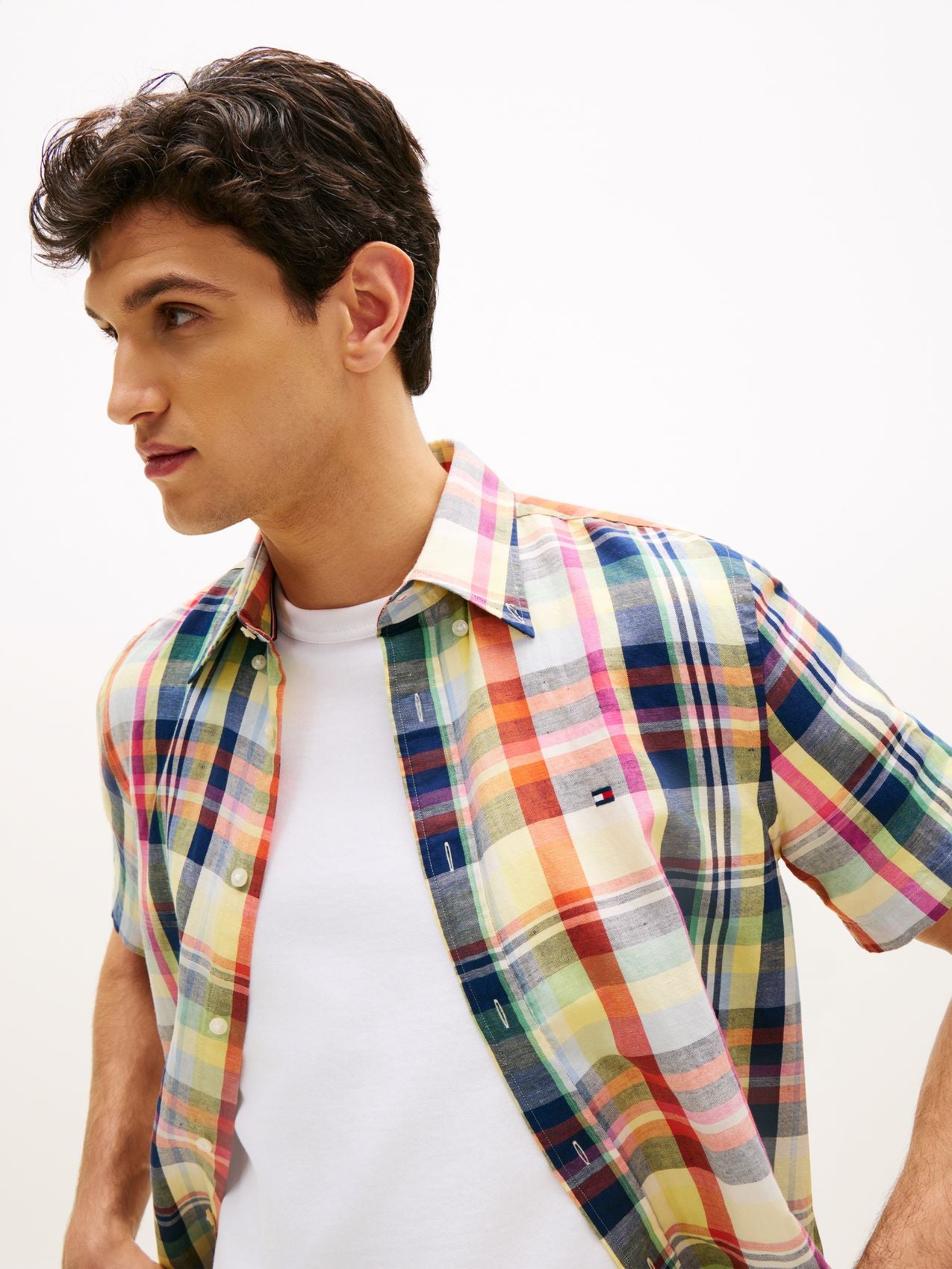 TOMMY HILFIGER Regular Fit Plaid Check Short Sleeve Shirt