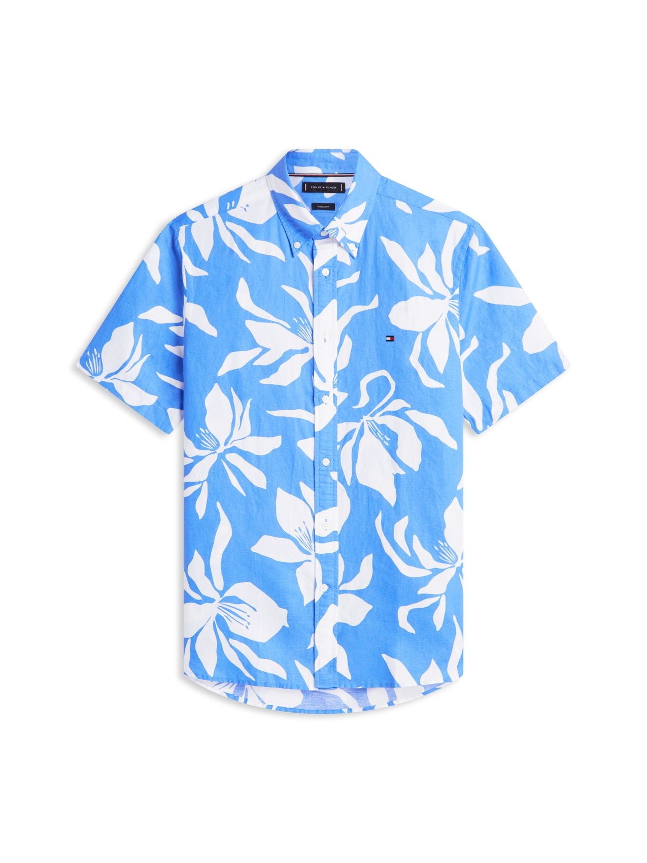 TOMMY HILFIGER Regular Fit Linen Blend Short Sleeve Shirt