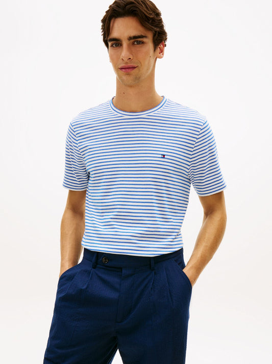 TOMMY HILFIGER Stripe Flag Embroidery Crew Neck T-Shirt XL