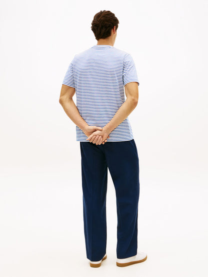 TOMMY HILFIGER Stripe Flag Embroidery Crew Neck T-Shirt