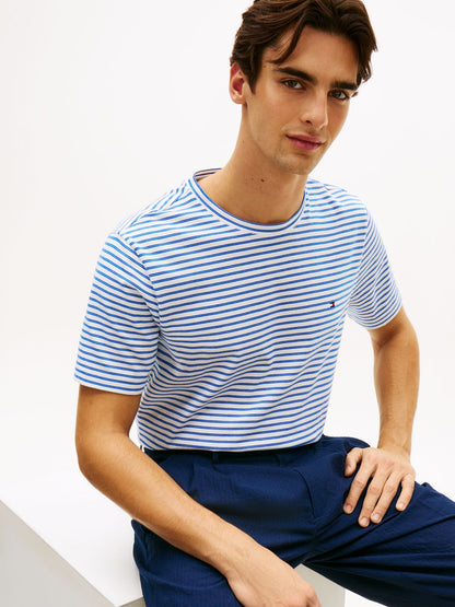 TOMMY HILFIGER Stripe Flag Embroidery Crew Neck T-Shirt