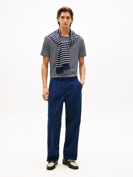 TOMMY HILFIGER Stripe Flag Embroidery Crew Neck T-Shirt
