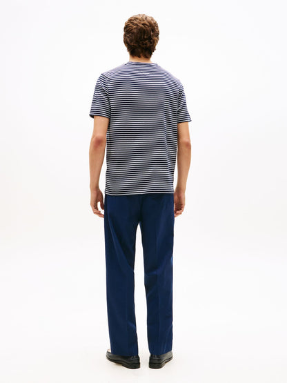TOMMY HILFIGER Stripe Flag Embroidery Crew Neck T-Shirt