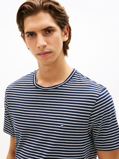 TOMMY HILFIGER Stripe Flag Embroidery Crew Neck T-Shirt