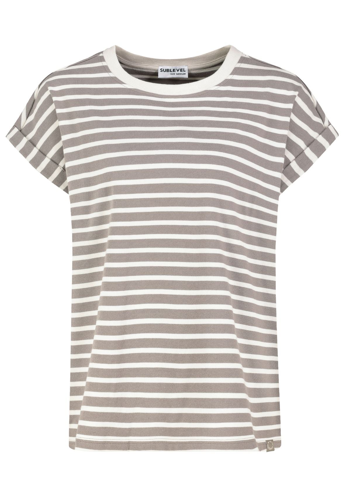 Damen, Shirt kurzarm, light mud brown-beige STRIPES