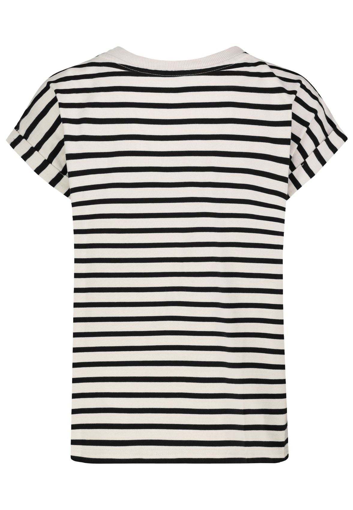 SUBLEVEL Damen, Shirt kurzarm, beige-black STRIPES