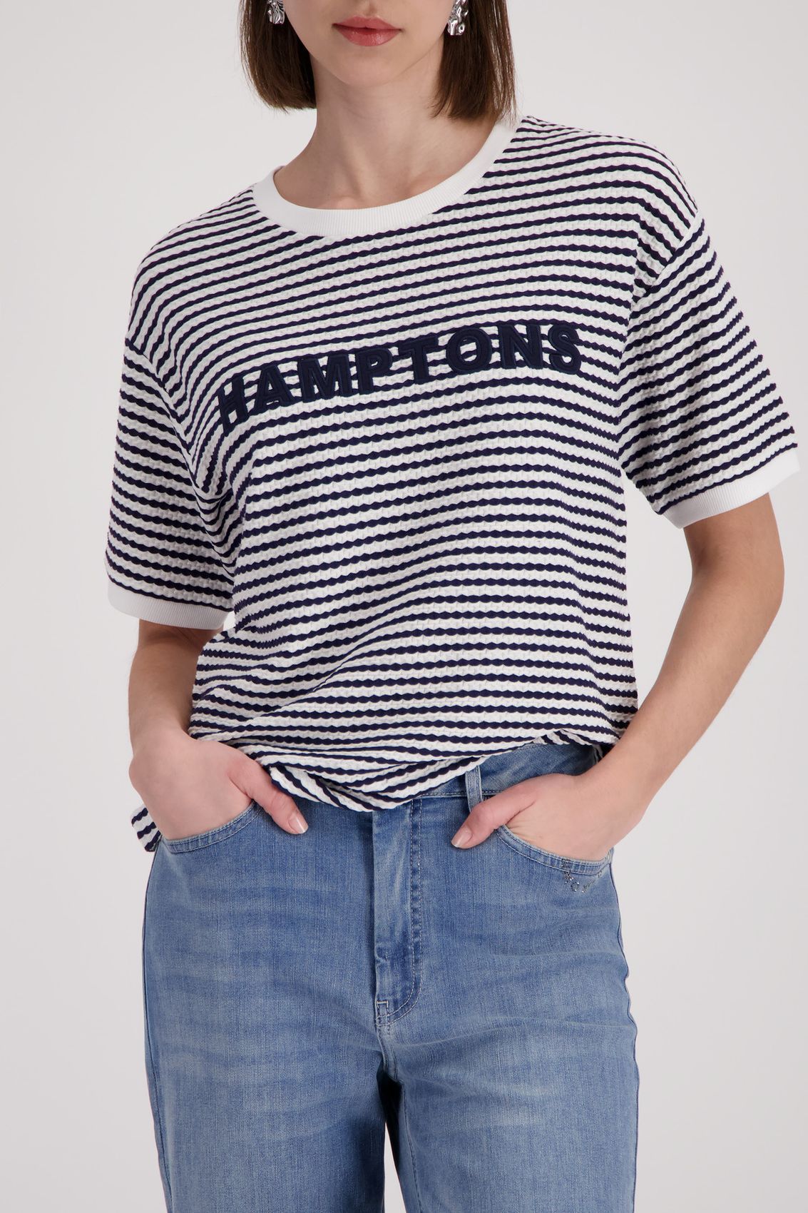 MONARI T-Shirt, marine ringel