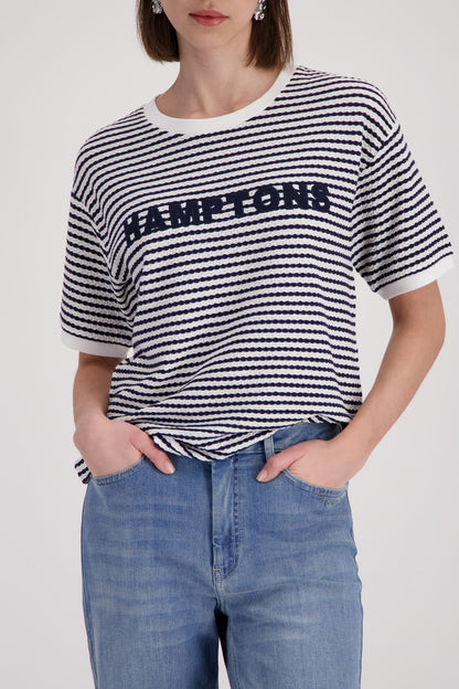 MONARI T-Shirt, marine ringel
