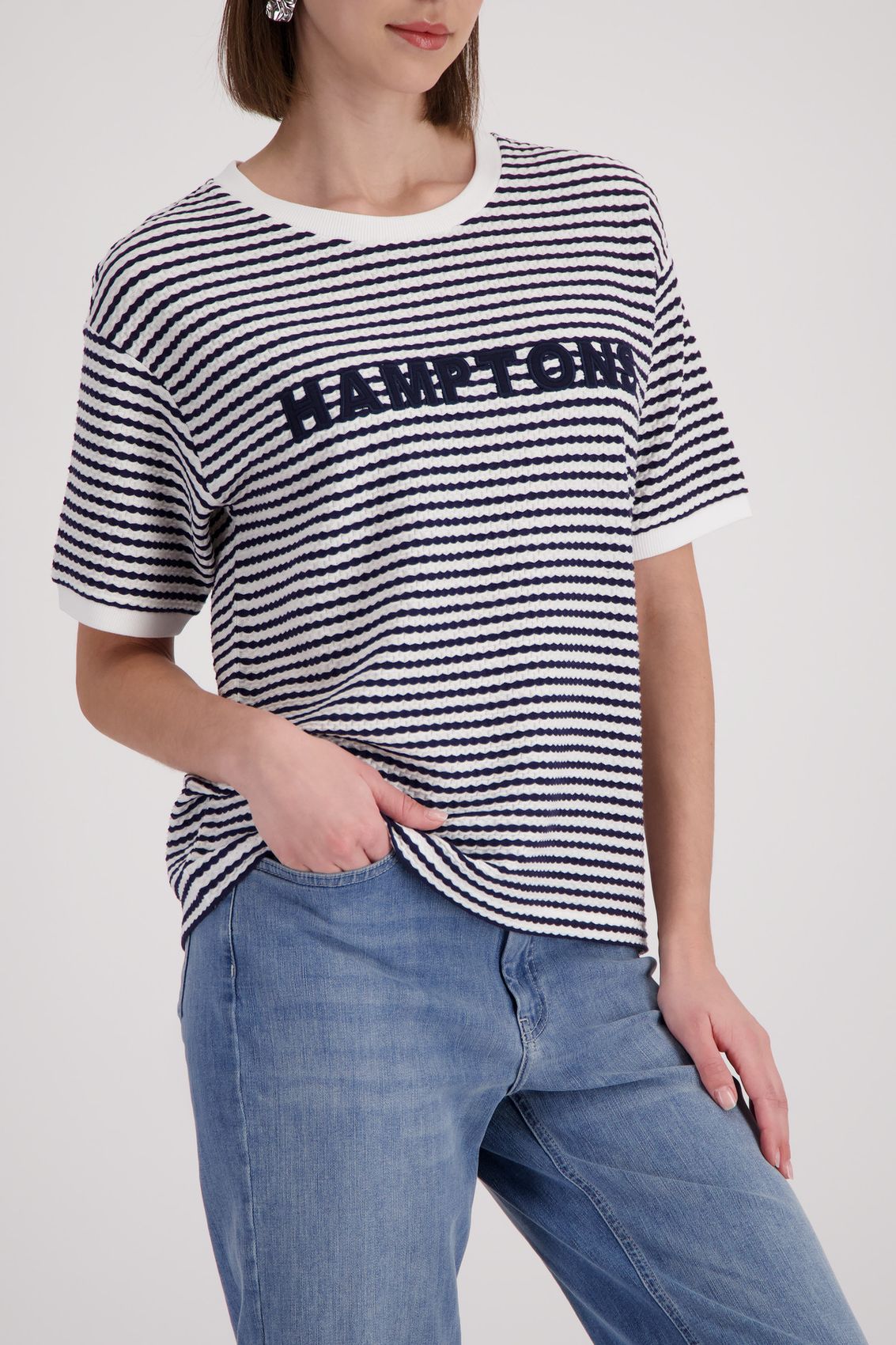 MONARI T-Shirt, marine ringel