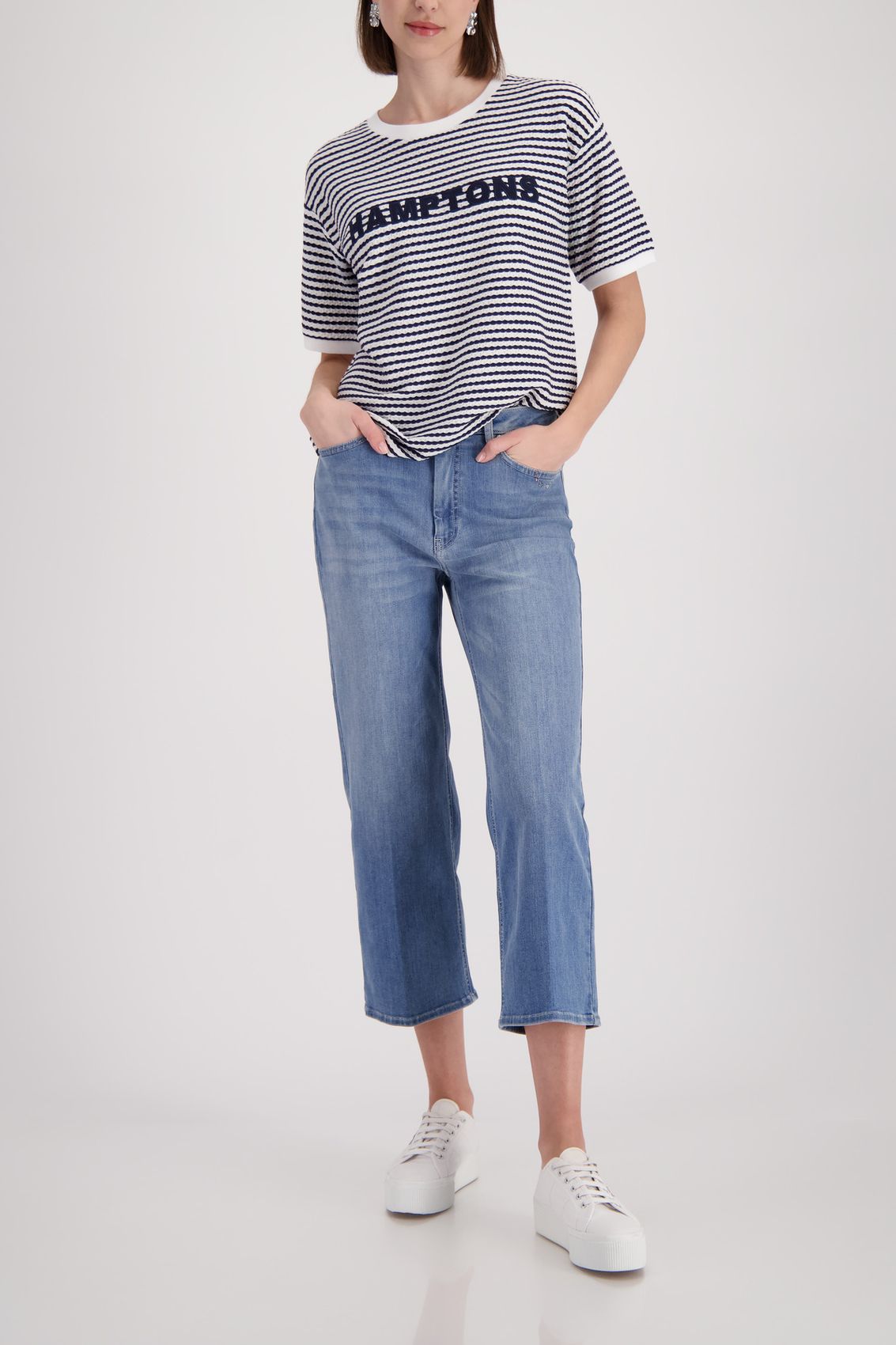 MONARI T-Shirt, marine ringel