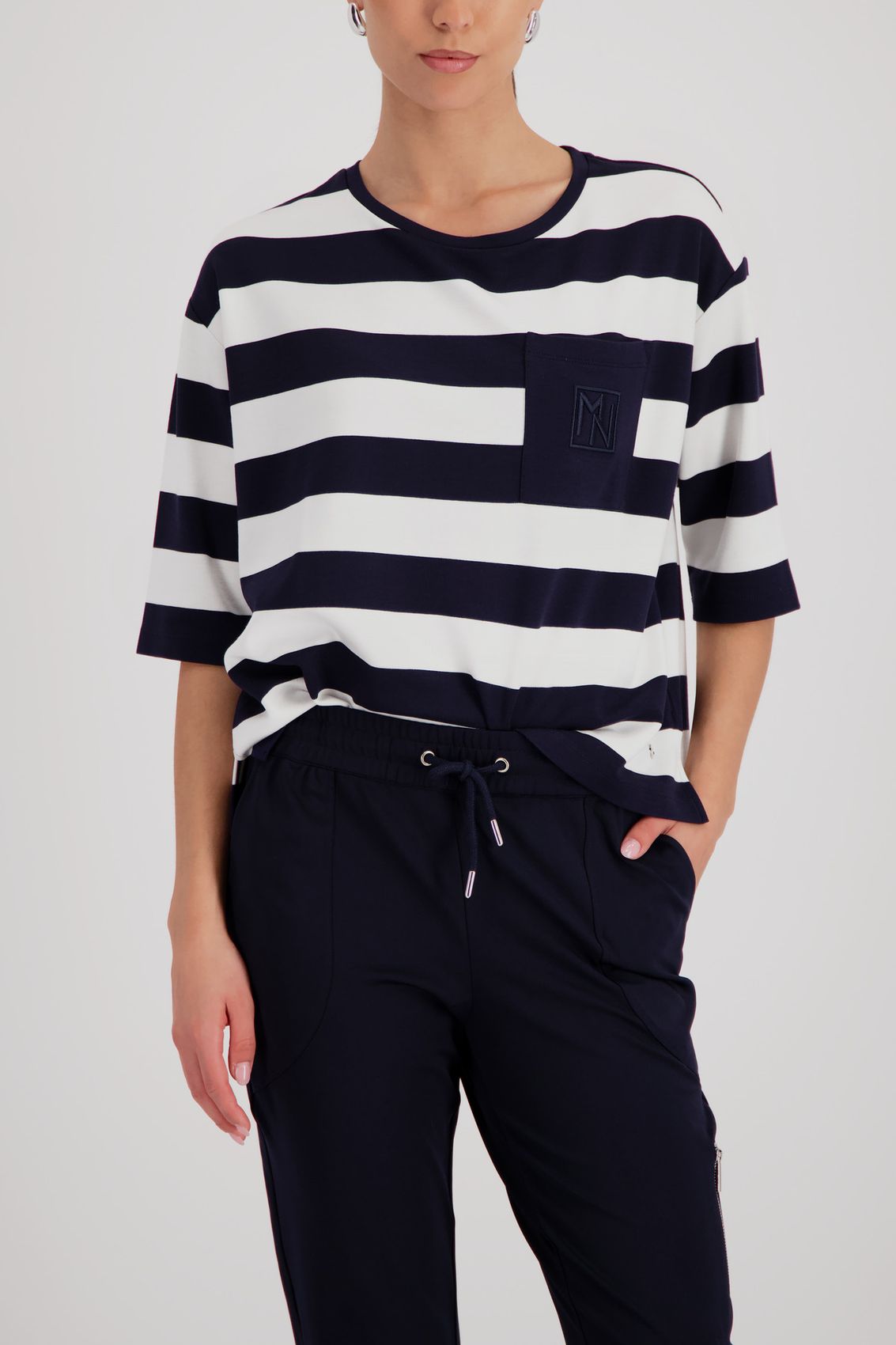 MONARI Sweatshirt, marine ringel
