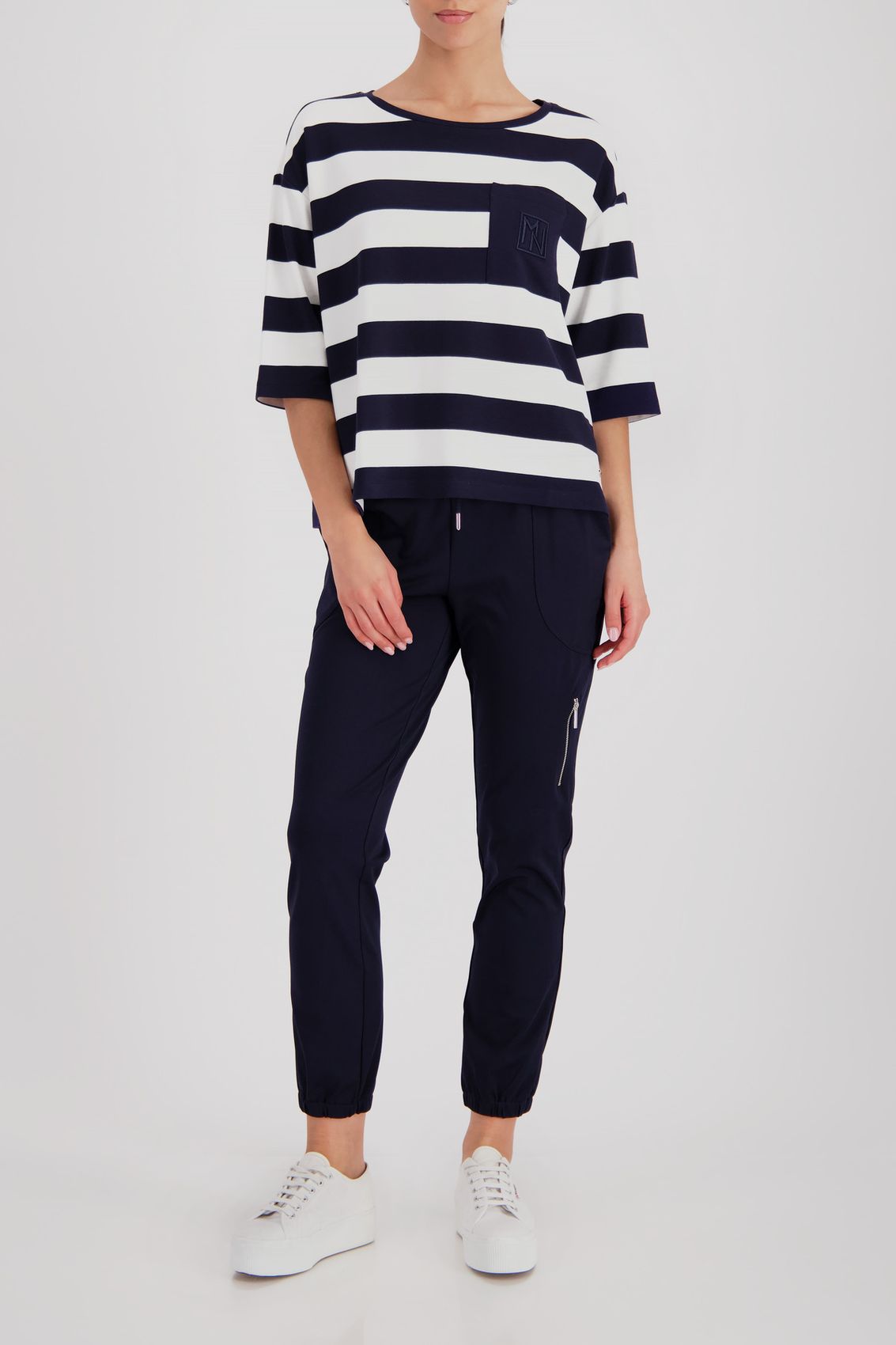 MONARI Sweatshirt, marine ringel