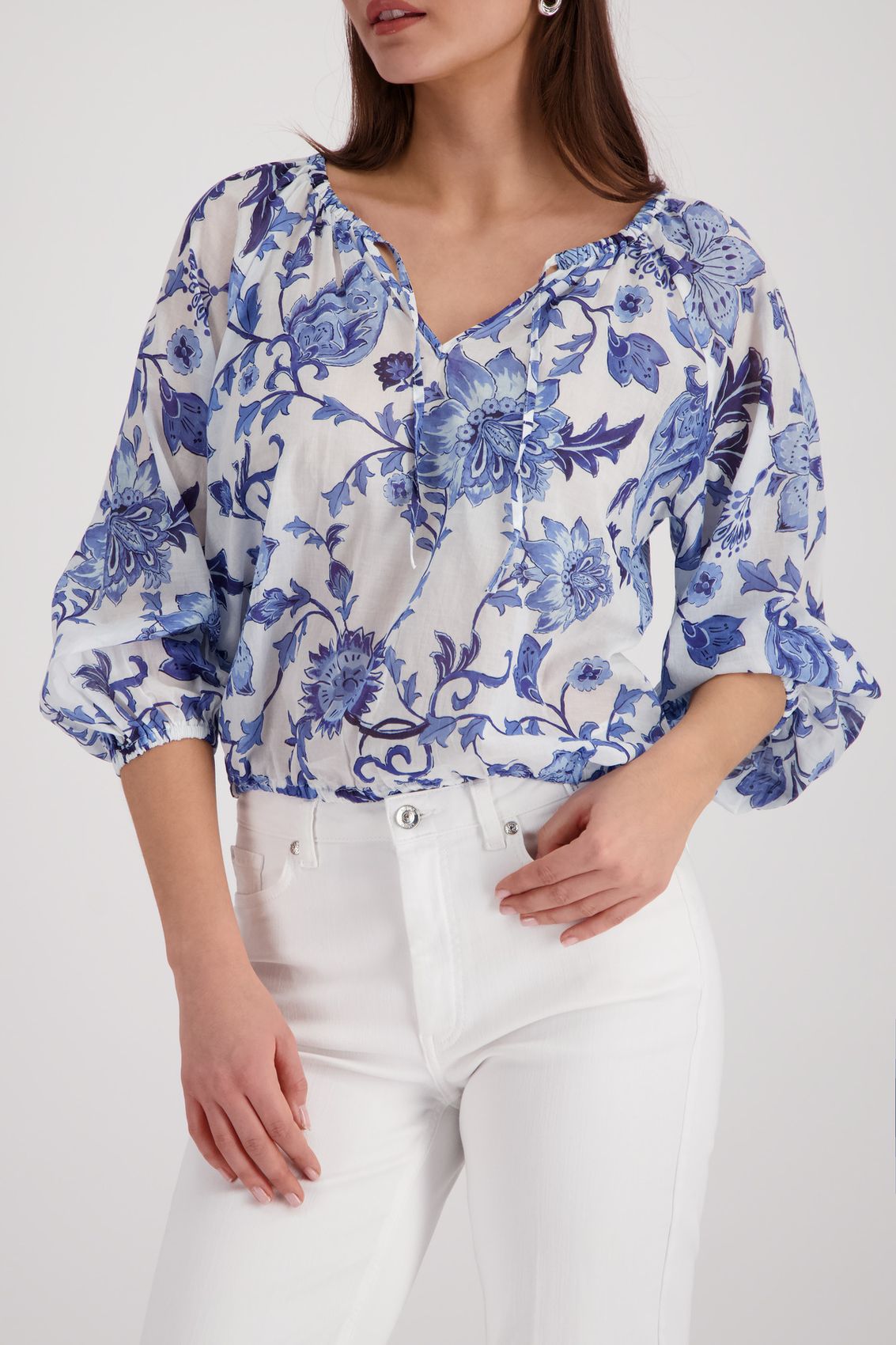 MONARI Bluse, marine gemustert 36