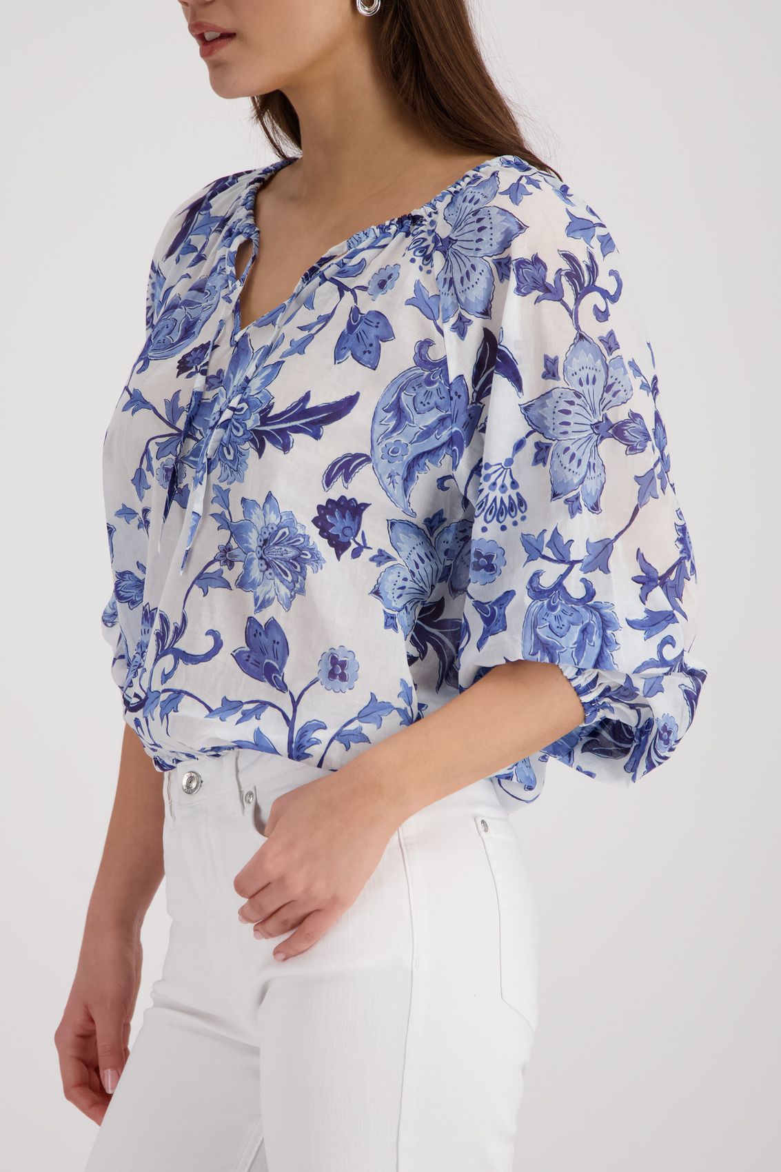 MONARI Bluse, marine gemustert