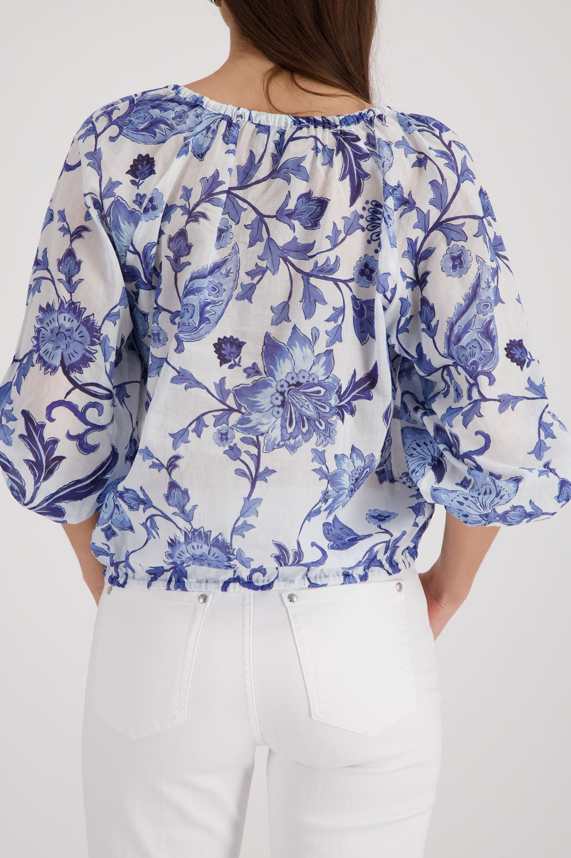 MONARI Bluse, marine gemustert