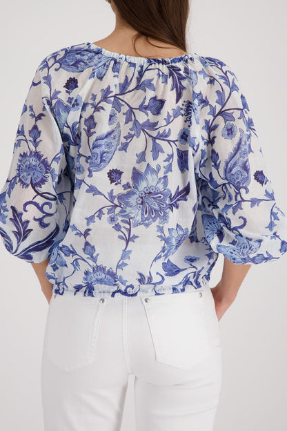 MONARI Bluse, marine gemustert