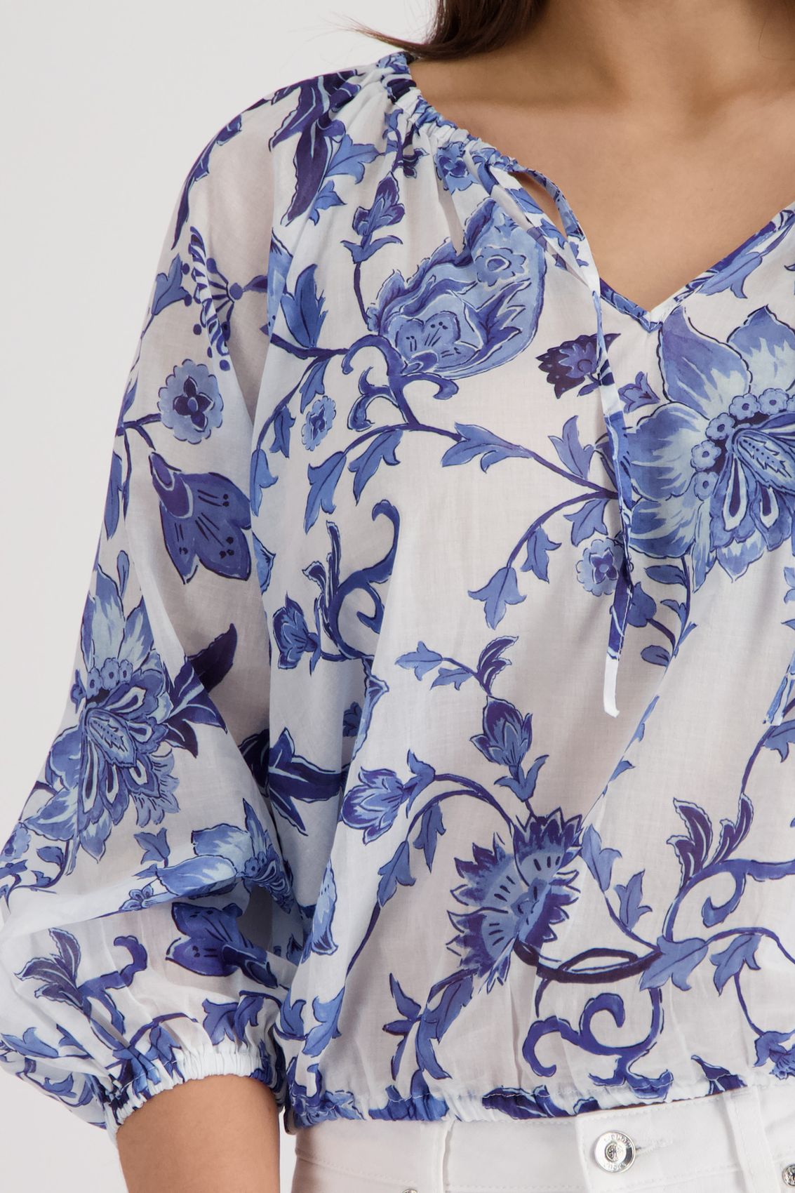 MONARI Bluse, marine gemustert