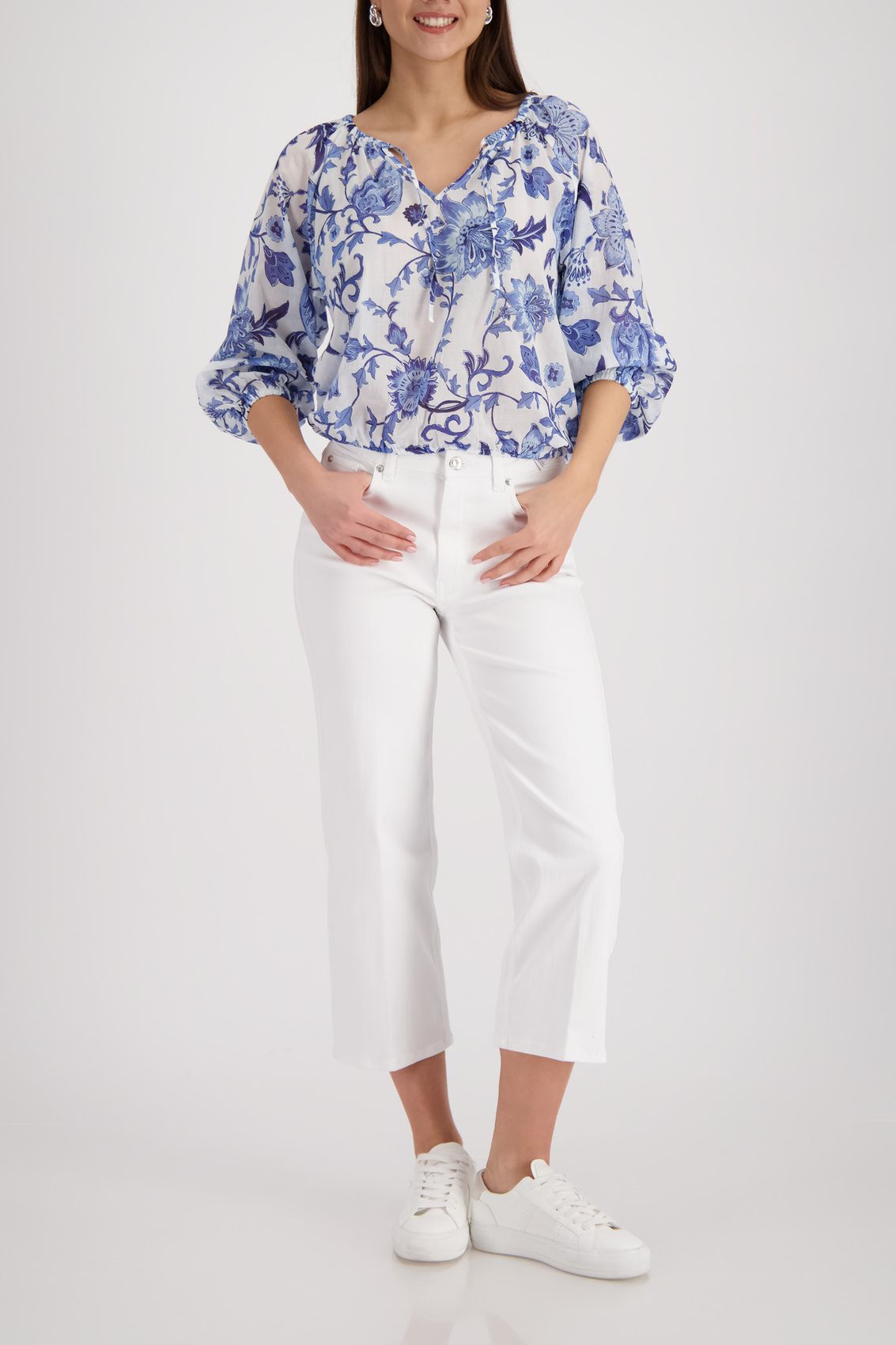 MONARI Bluse, marine gemustert