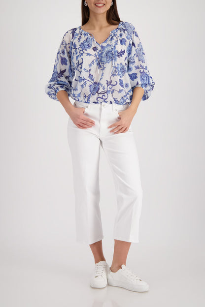 MONARI Bluse, marine gemustert