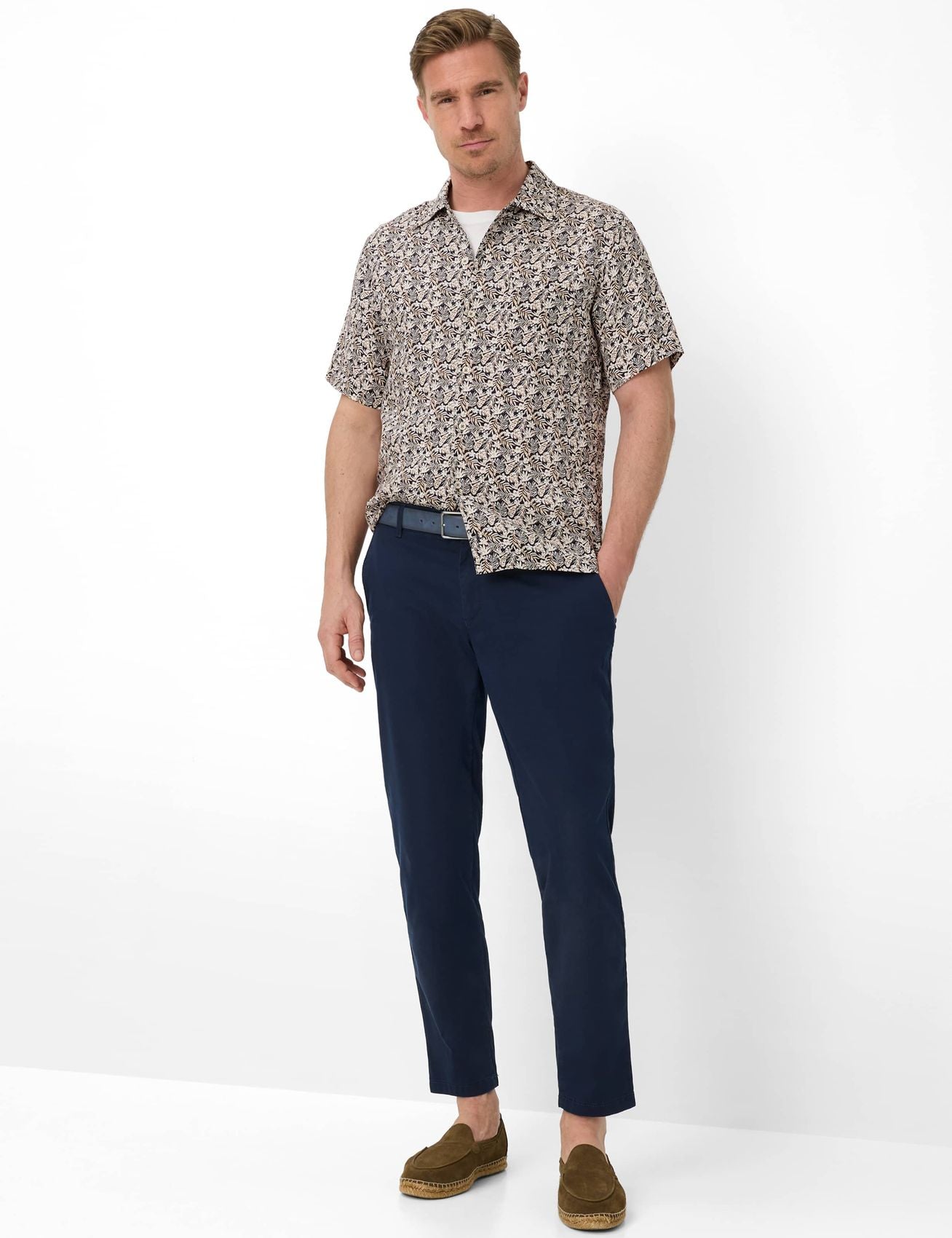 BRAX Kurzarm-Leinenhemd mit Blumenprint