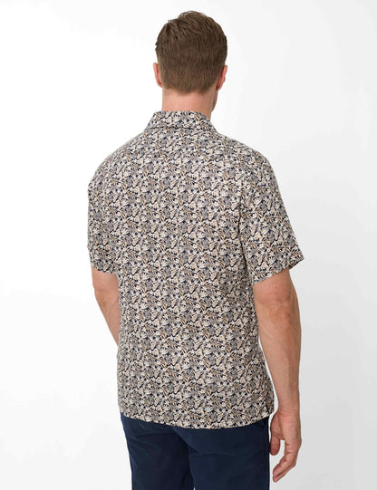 BRAX Kurzarm-Leinenhemd mit Blumenprint