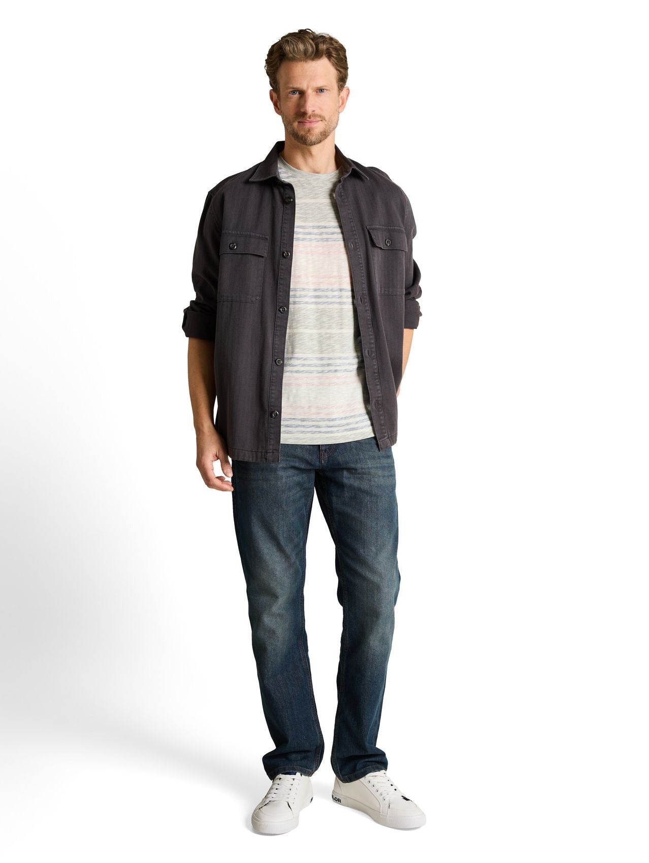 TOM TAILOR T-Shirt mit Inside-Out Streifenmuster