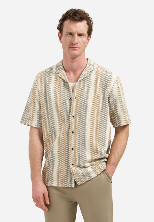 NO EXCESS Shirt Short Sleeve Jacquard Fancy ZigZag XL
