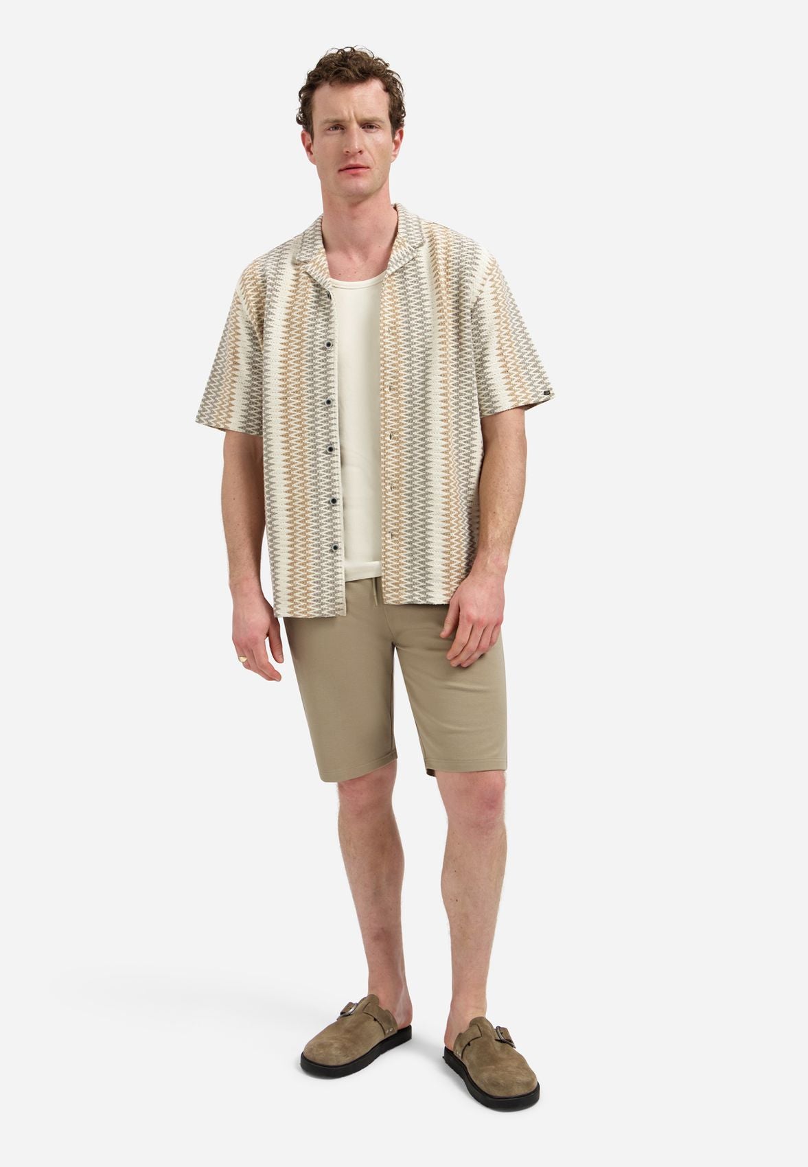 NO EXCESS Shirt Short Sleeve Jacquard Fancy ZigZag