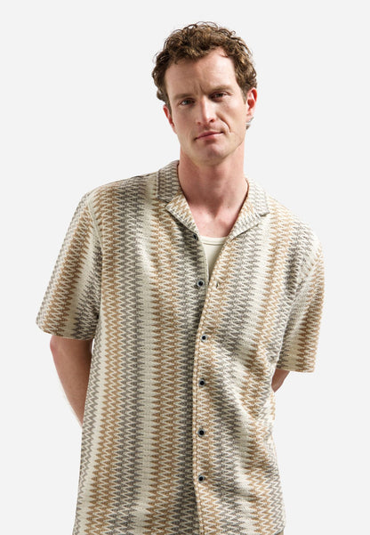 NO EXCESS Shirt Short Sleeve Jacquard Fancy ZigZag