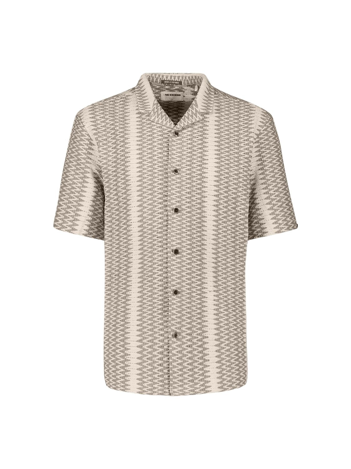 NO EXCESS Shirt Short Sleeve Jacquard Fancy ZigZag