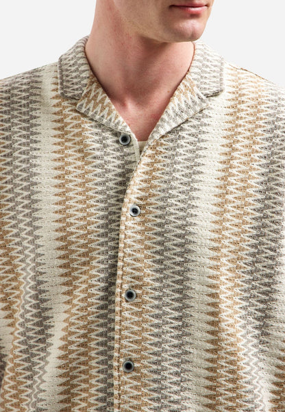 NO EXCESS Shirt Short Sleeve Jacquard Fancy ZigZag