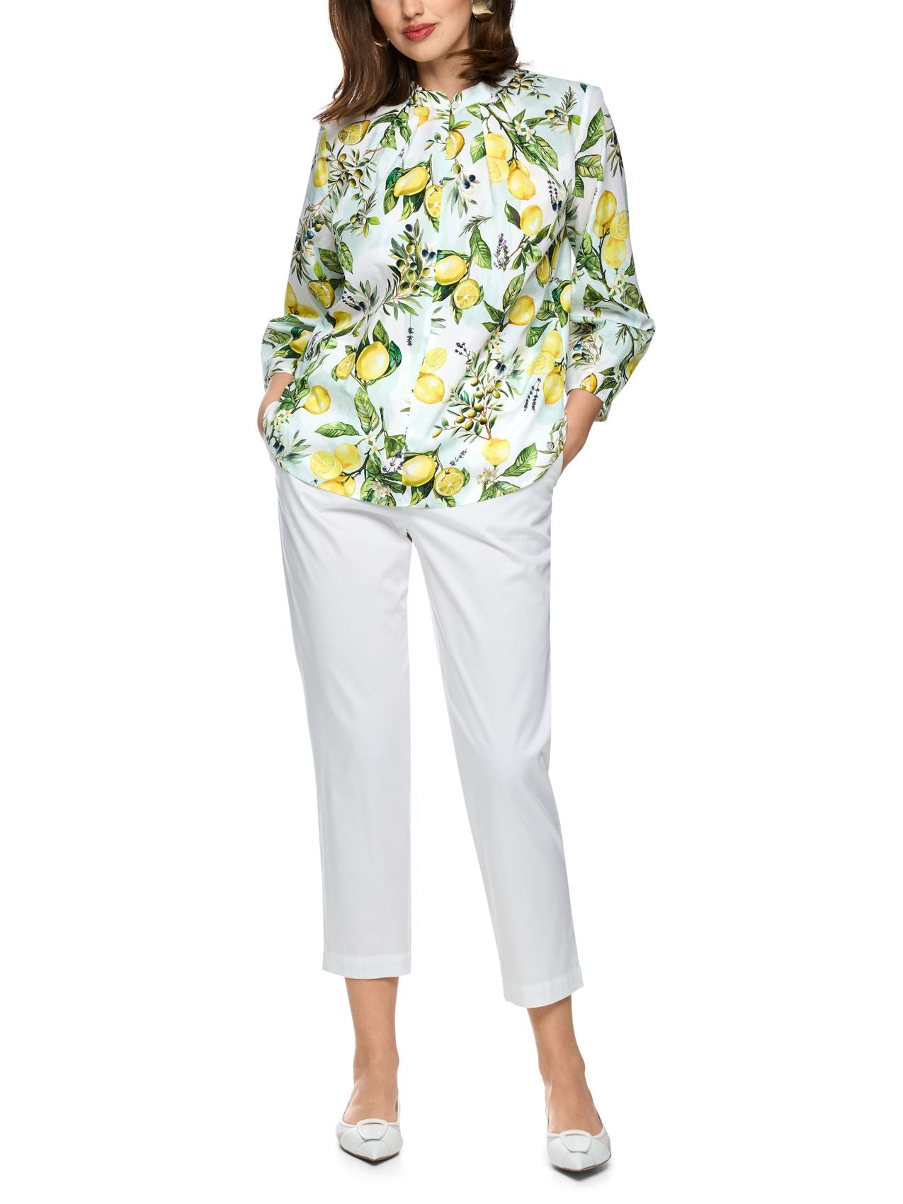 MARC CAIN Baumwollbluse mit Zitronen-Print