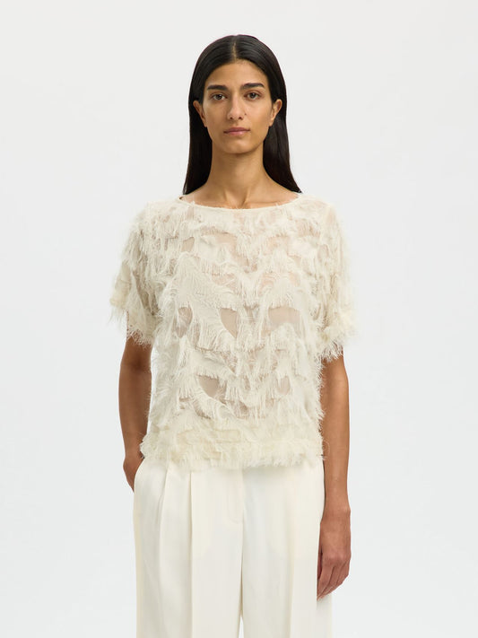 SELECTED SLFMYLINE SS BOAT NECK TOP B