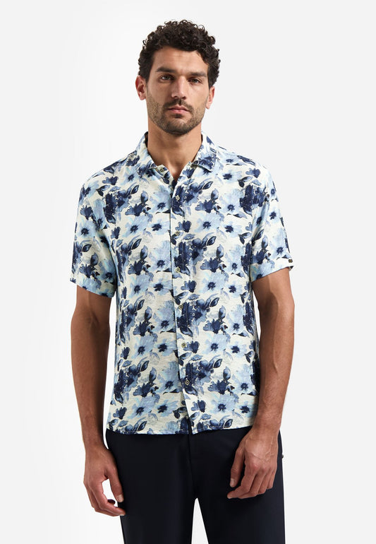 NO EXCESS Shirt Short Sleeve Stretch Allover Printed