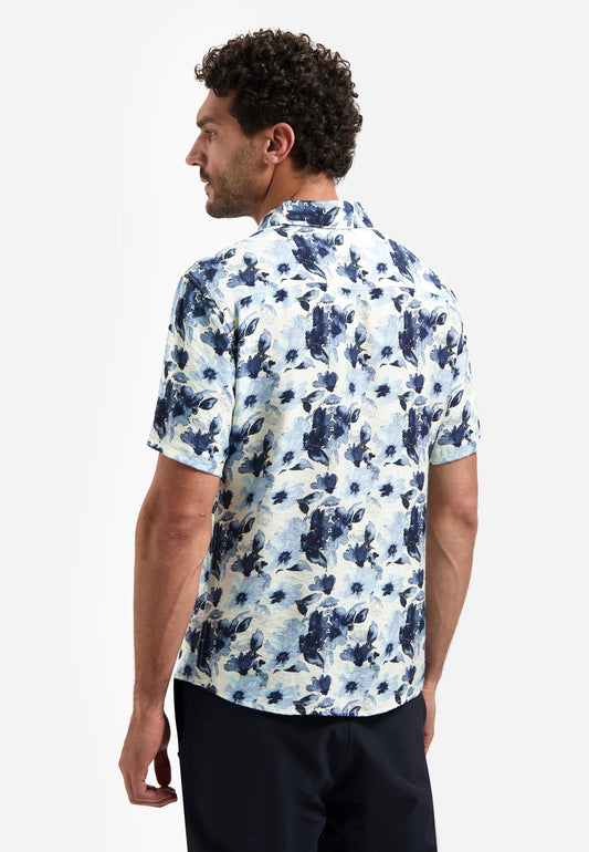 NO EXCESS Shirt Short Sleeve Stretch Allover Printed
