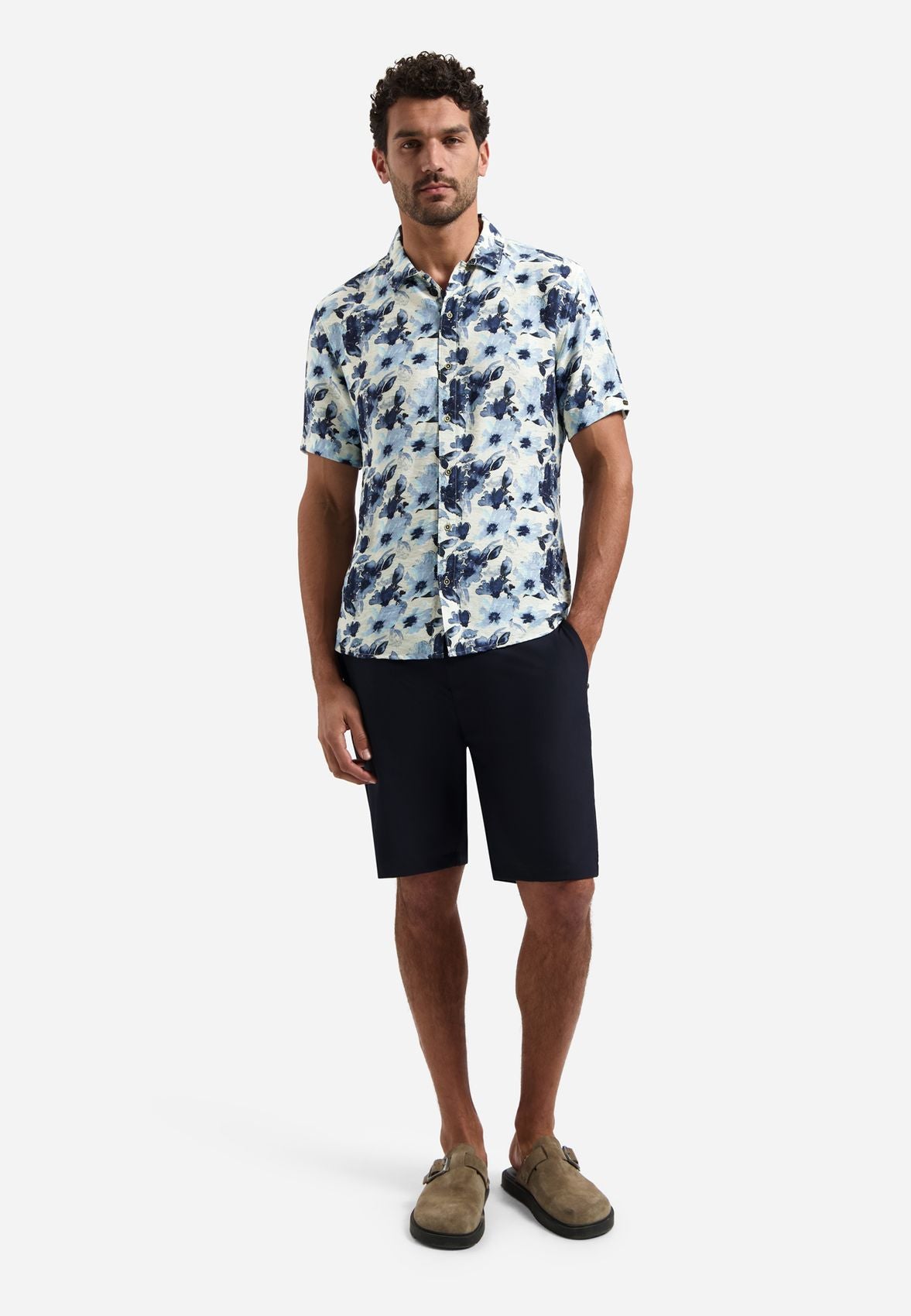 NO EXCESS Shirt Short Sleeve Stretch Allover Printed