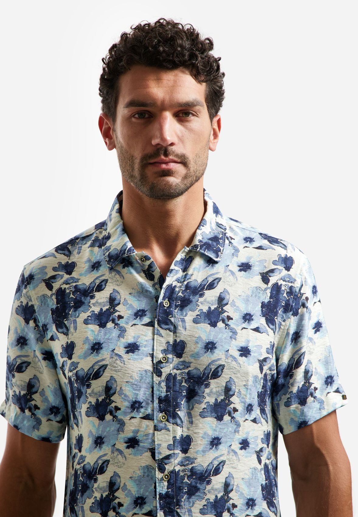 NO EXCESS Shirt Short Sleeve Stretch Allover Printed