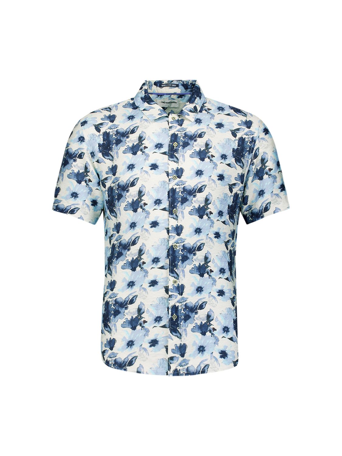 NO EXCESS Shirt Short Sleeve Stretch Allover Printed