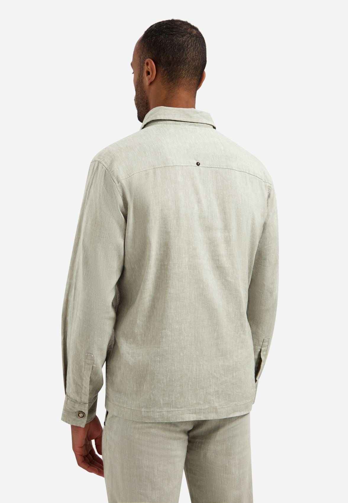 NO EXCESS Overshirt Full Button 2-Tone With Linen