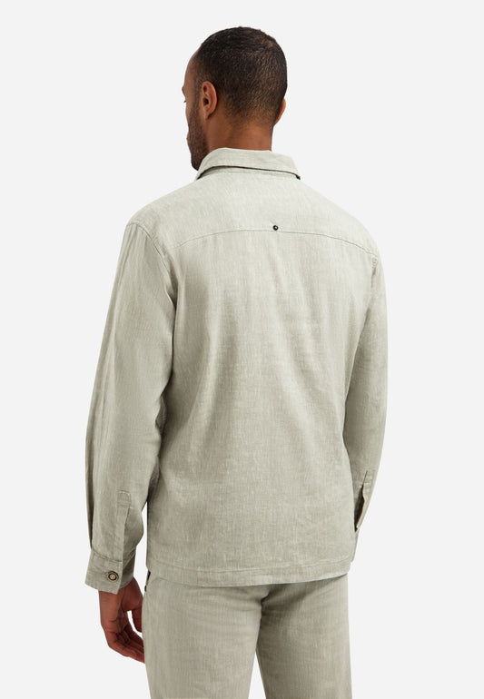 NO EXCESS Overshirt Full Button 2-Tone With Linen