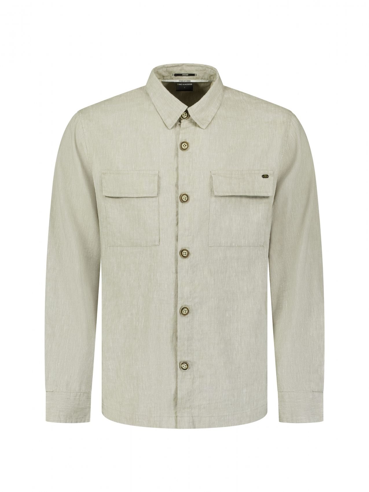 NO EXCESS Overshirt Full Button 2-Tone With Linen
