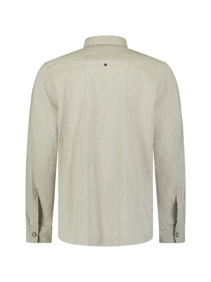 NO EXCESS Overshirt Full Button 2-Tone With Linen