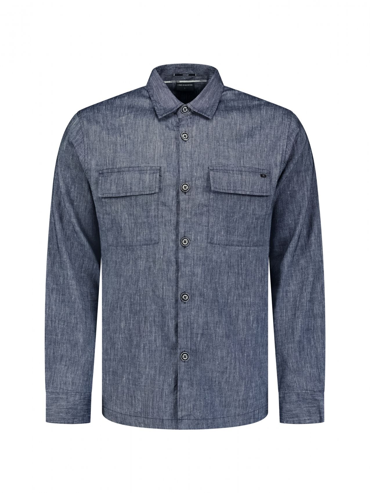 NO EXCESS Overshirt Full Button 2-Tone With Linen