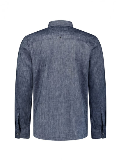 NO EXCESS Overshirt Full Button 2-Tone With Linen