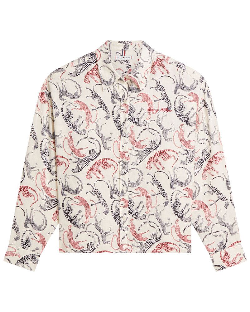 TOMMY HILFIGER Gemustertes Oversized-Leinenhemd