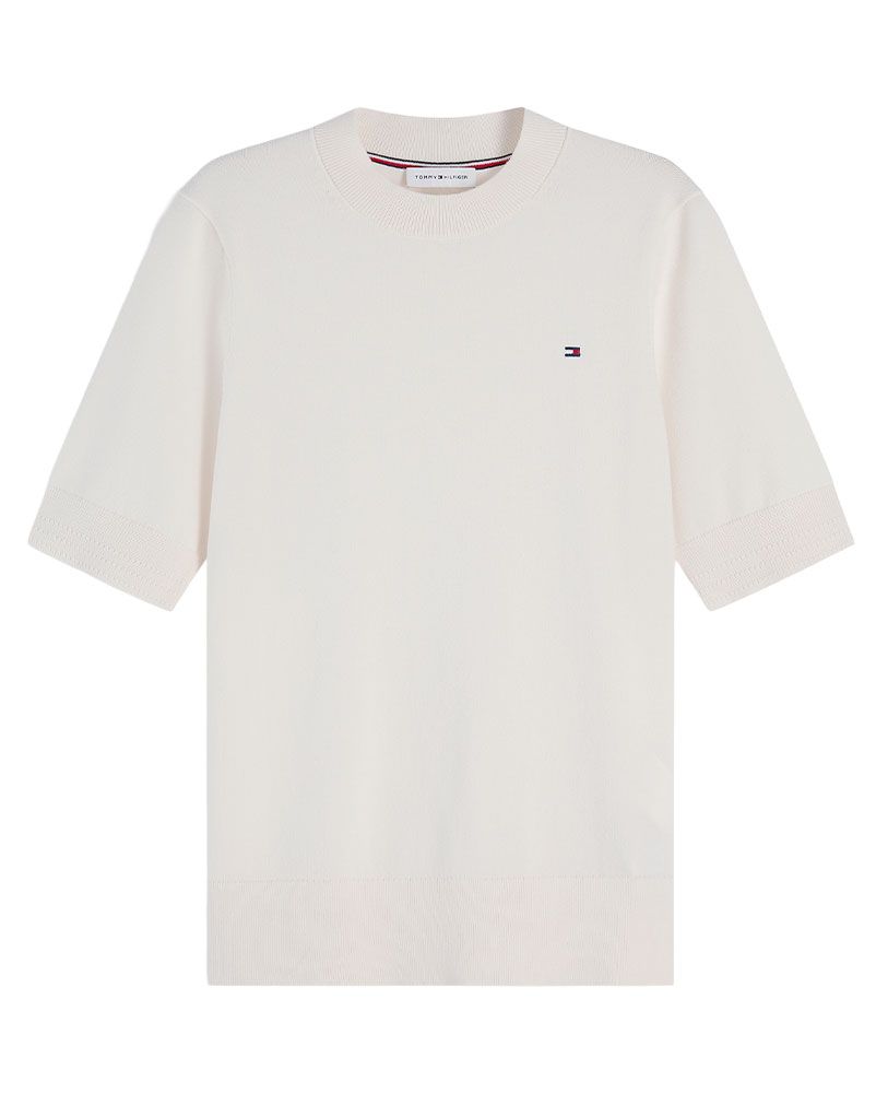 TOMMY HILFIGER Feinstrick-Pullover mit kurzen Ärmeln