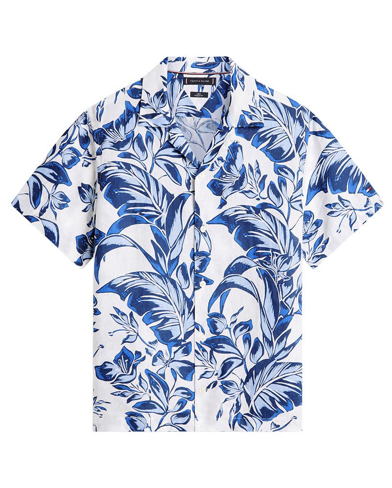 TOMMY HILFIGER Kurzarm-Leinenhemd mit Blumenmuster